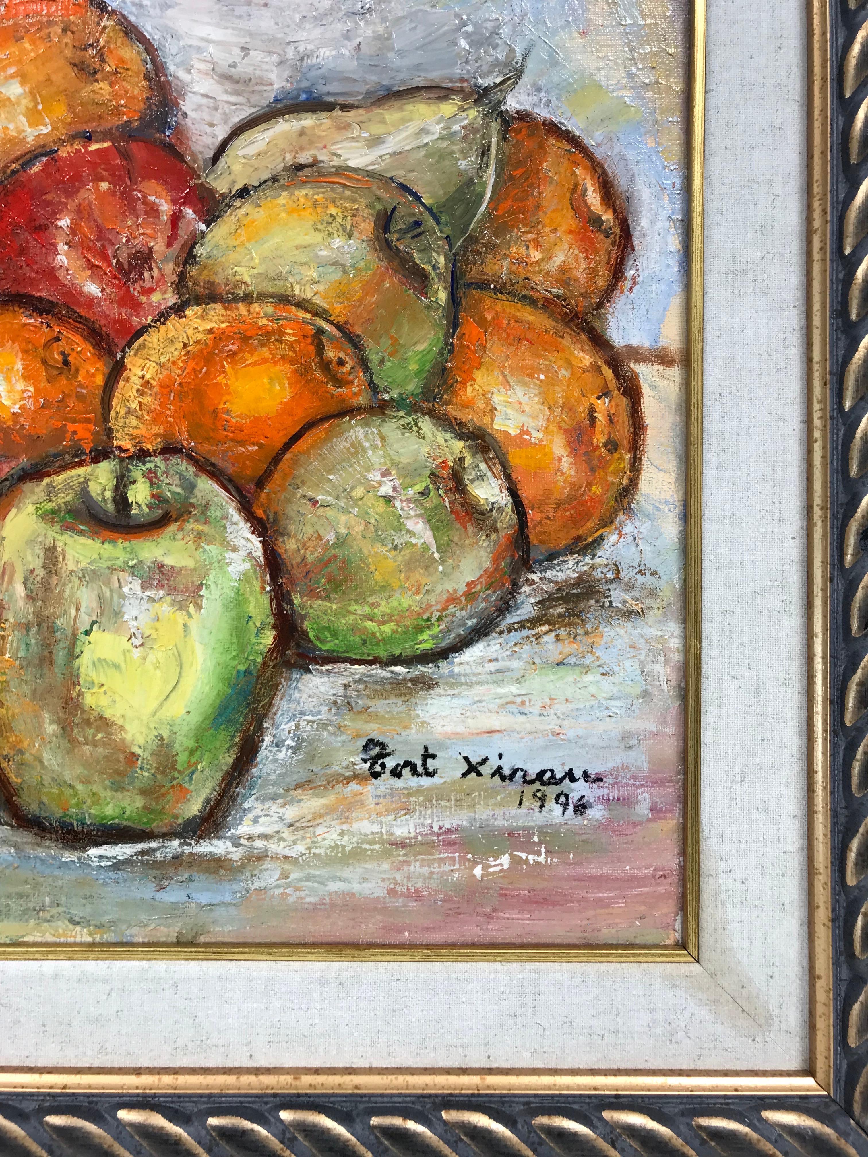 Still Life of Fruit
by Maria Tort Xirau (Catalan, 1924-2018)
signed lower corner
oil painting on canvas, framed

canvas: 13 x 18 inches
framed: 18 x 23 inches

Very good condition. 

Provenance: from the artists estate, France

Maria Tort Xirau (