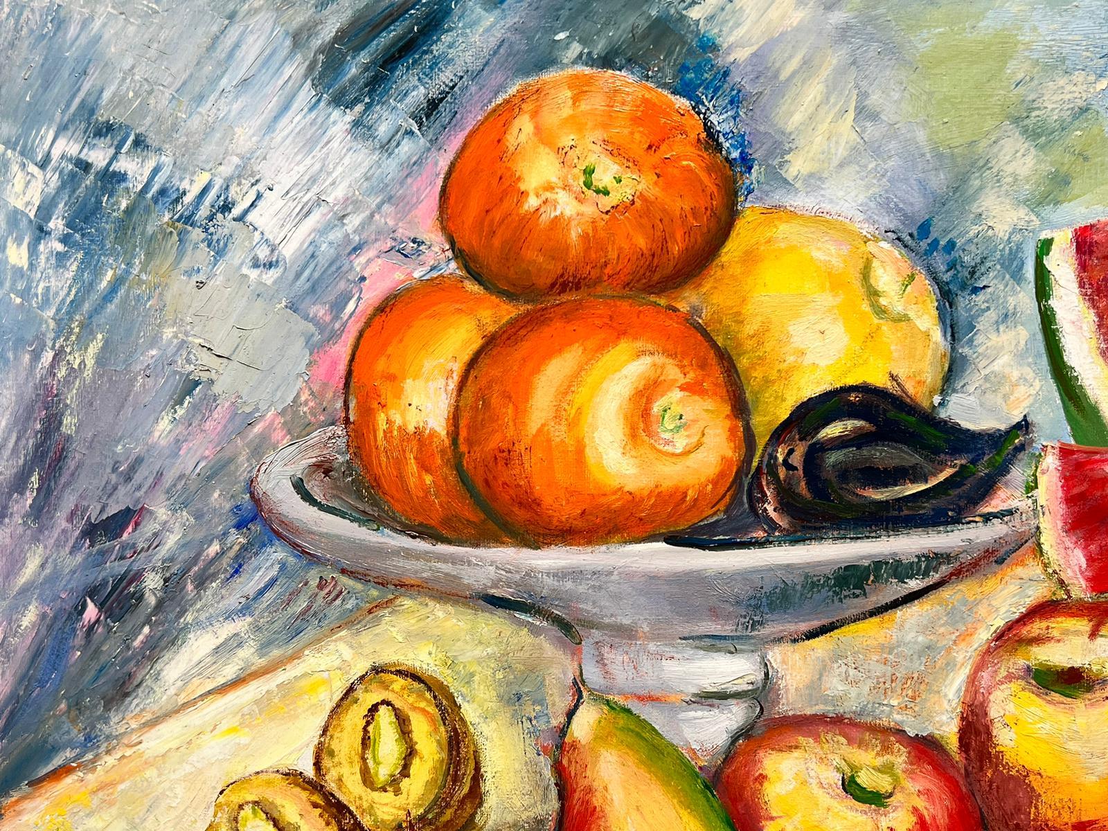 Sandías y Frutas Gran Bodegón Modernista Artista Español - Still-Life Painting Beige de Maria Tort Xirau