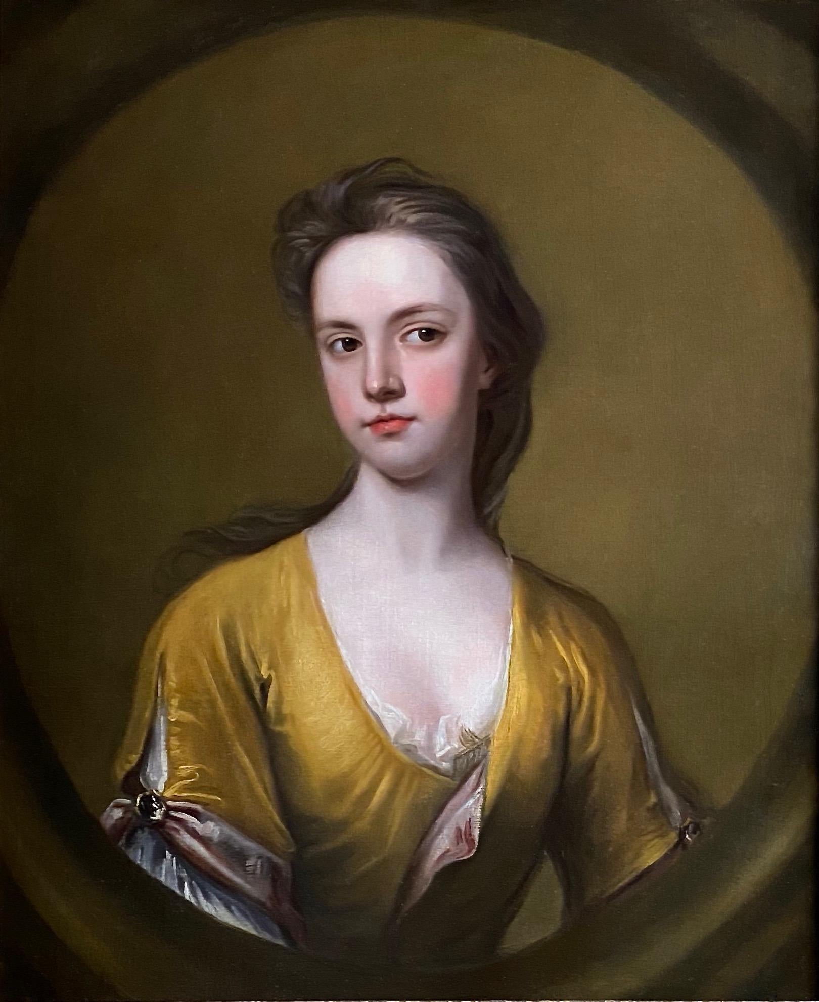 18th Century English Portrait of a Lady in a Yellow Dress. 1