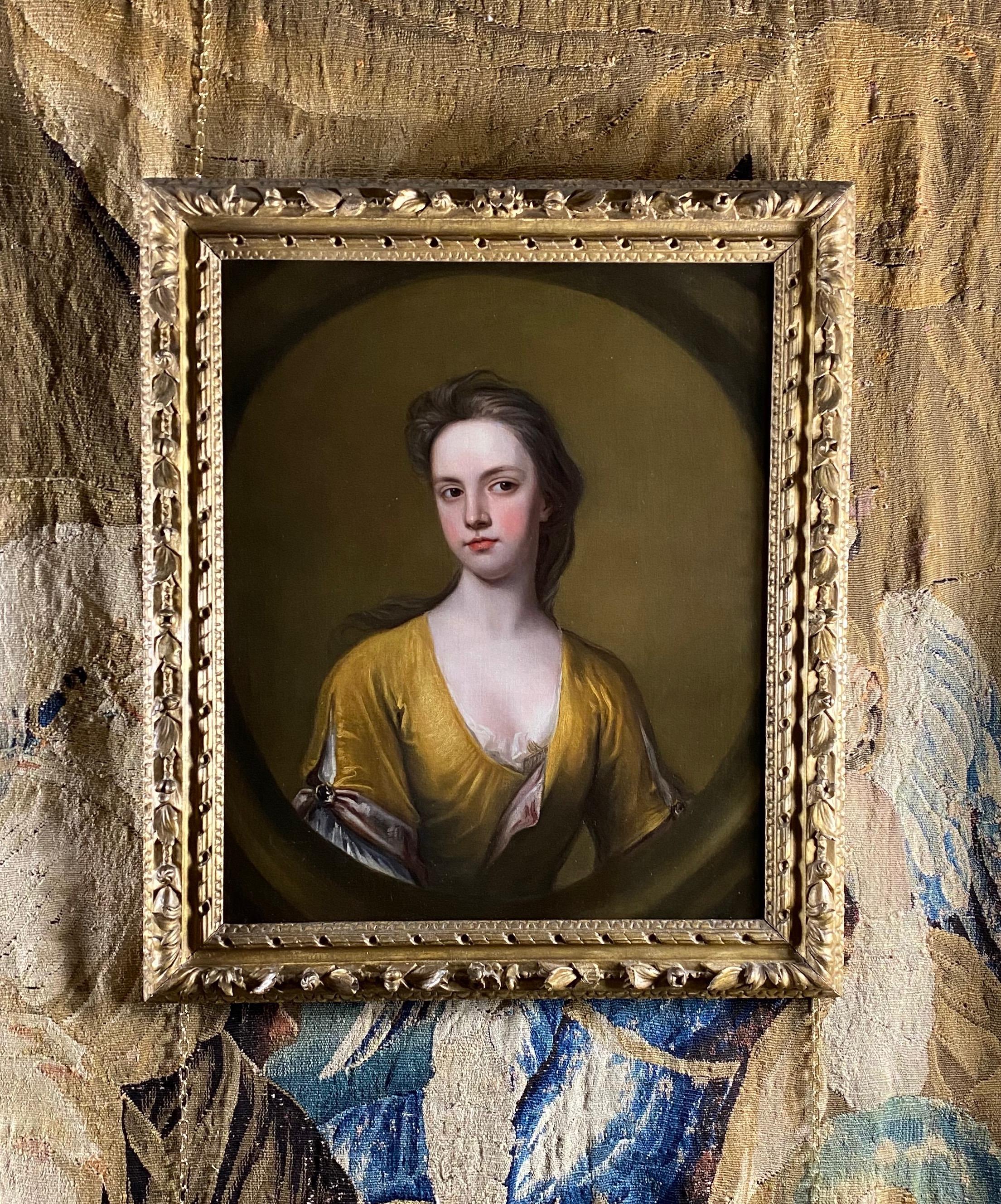 18th Century English Portrait of a Lady in a Yellow Dress. 2