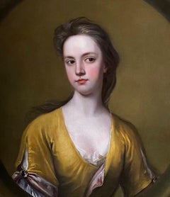 18th Century English Portrait of a Lady in a Yellow Dress.