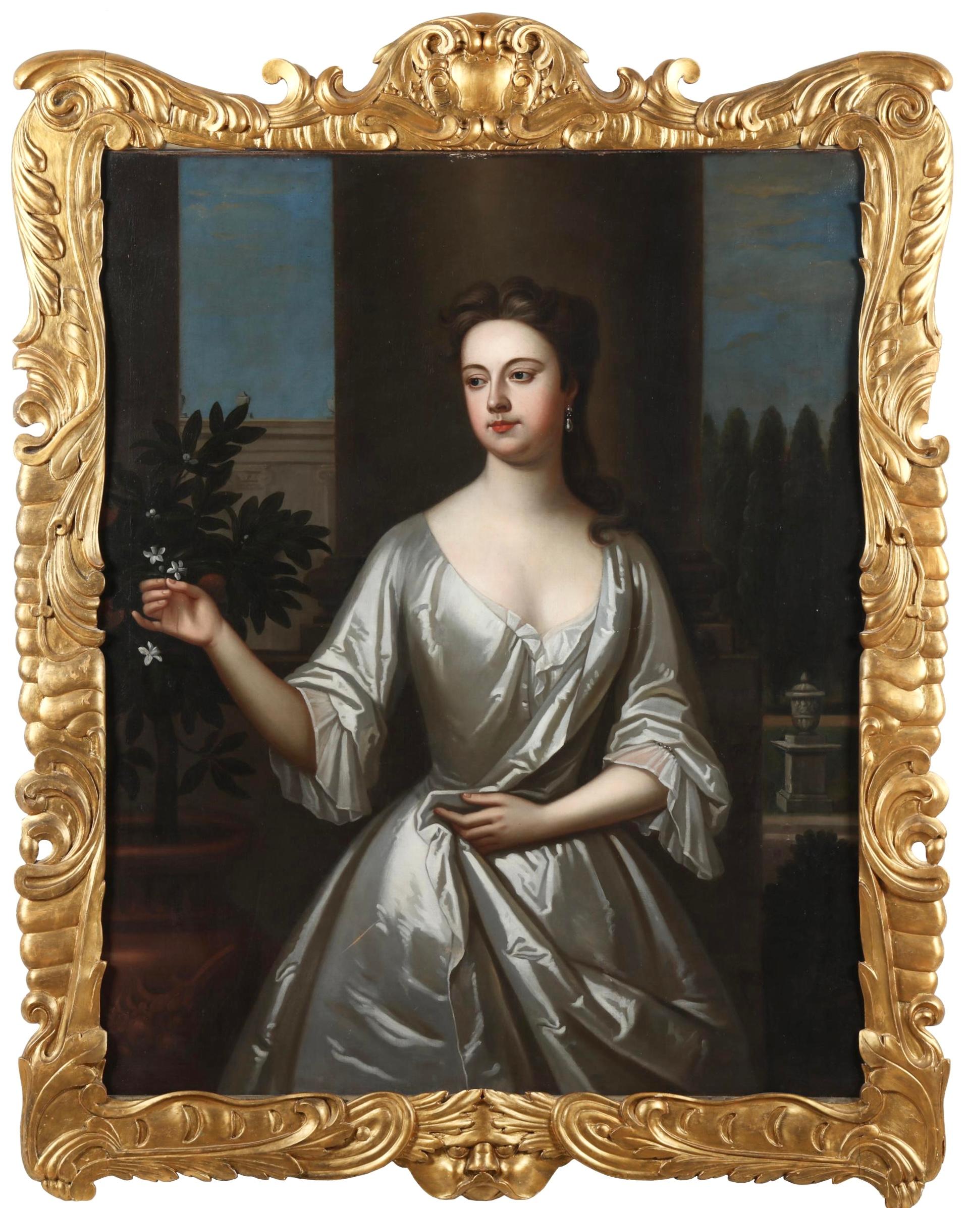 Portrait Painting Maria Verelst - Tableau du début du XVIIIe siècle représentant Henrietta Paulet, duchesse de Bolton 