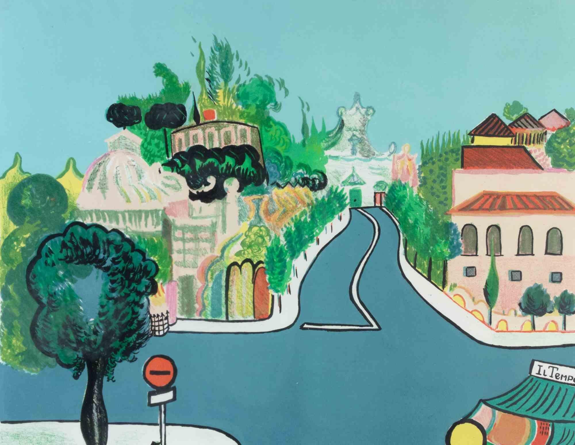 Paesaggio urbano - Serigrafia di Maria Vicentini - Anni '80 in vendita 1