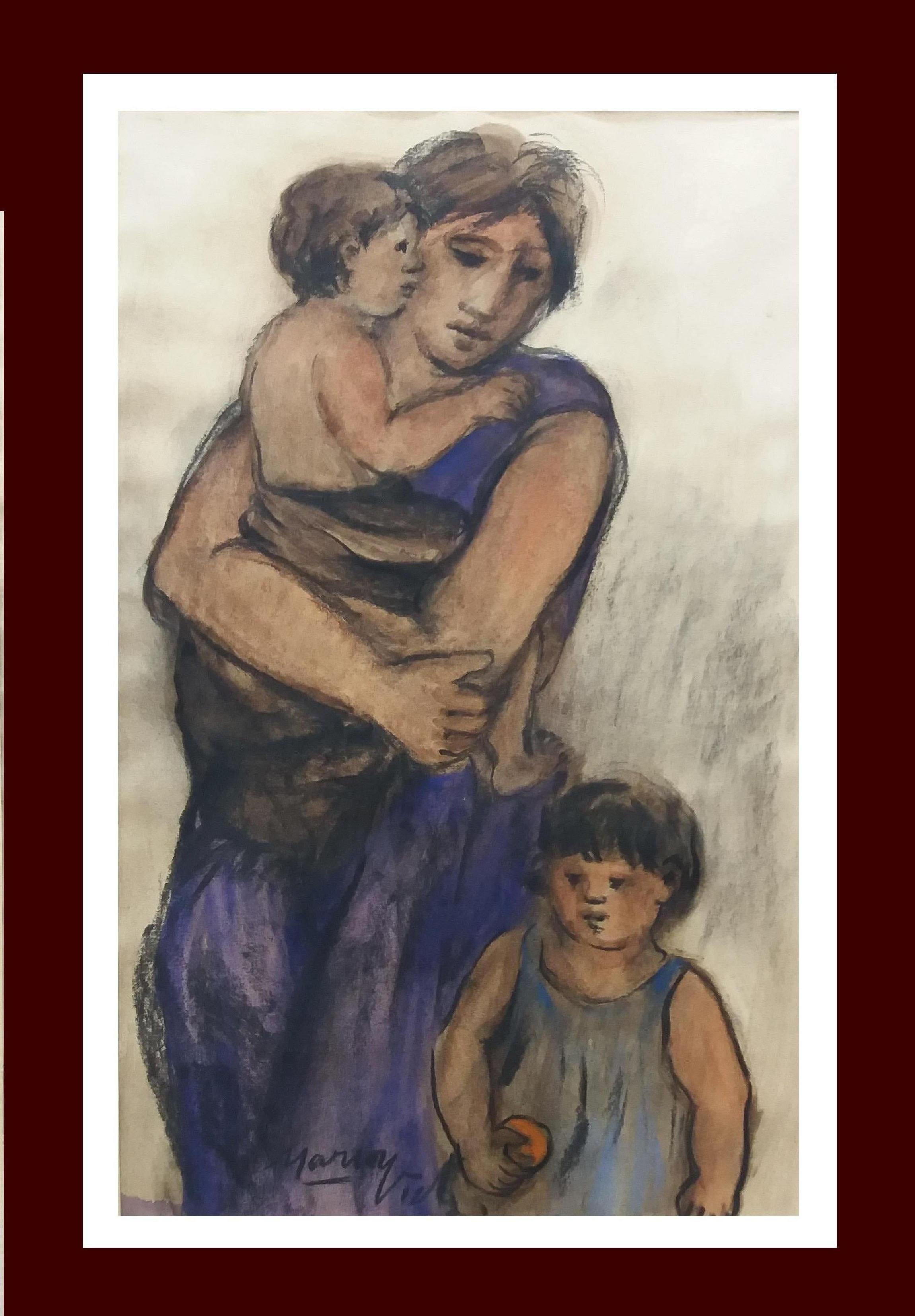 Maria Vich  Majorque  Peinture originale au pastel, encadrée - Painting de María Vich