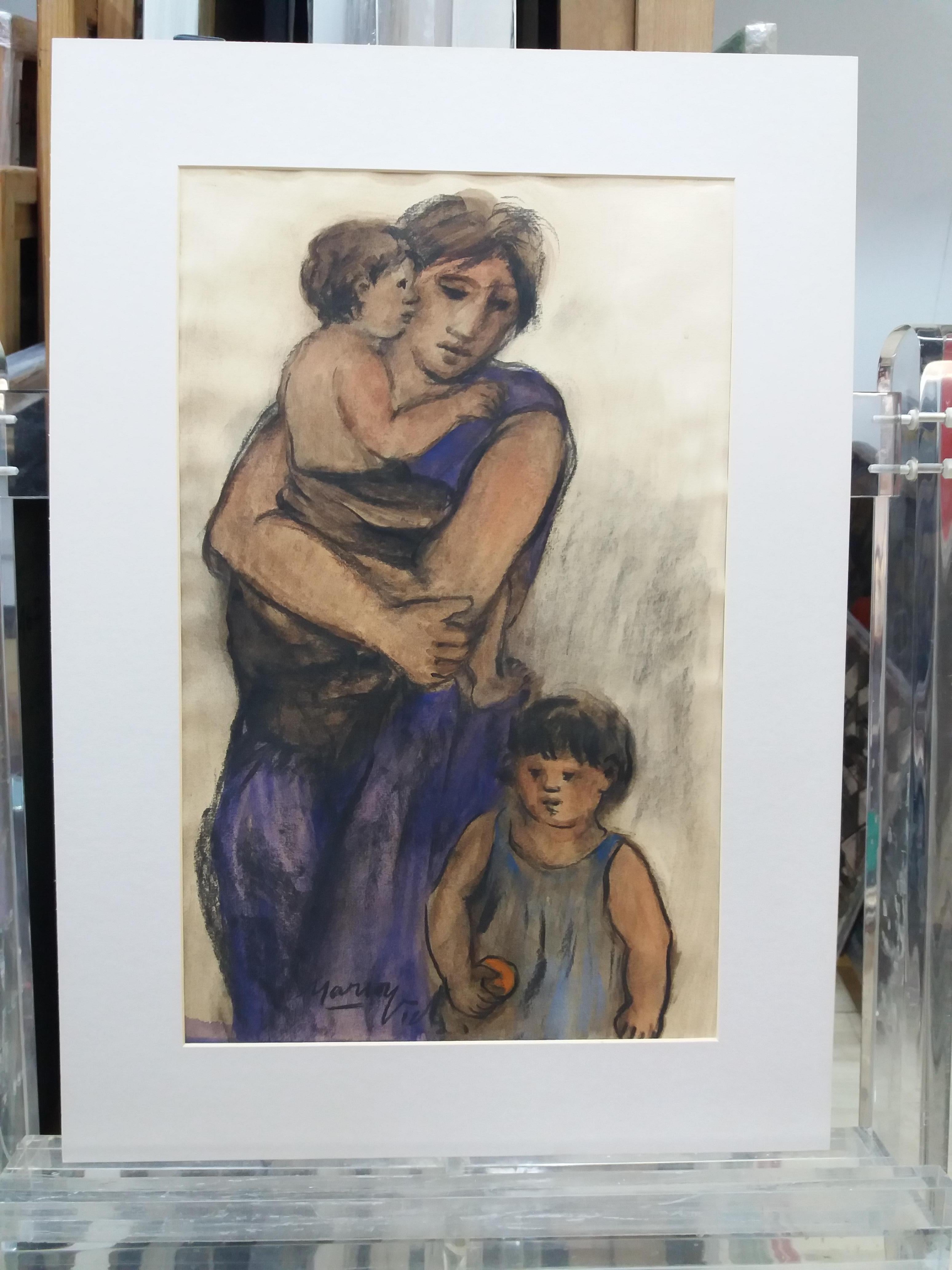 Maria Vich  Majorque  Peinture originale au pastel, encadrée - Fauvisme Painting par María Vich