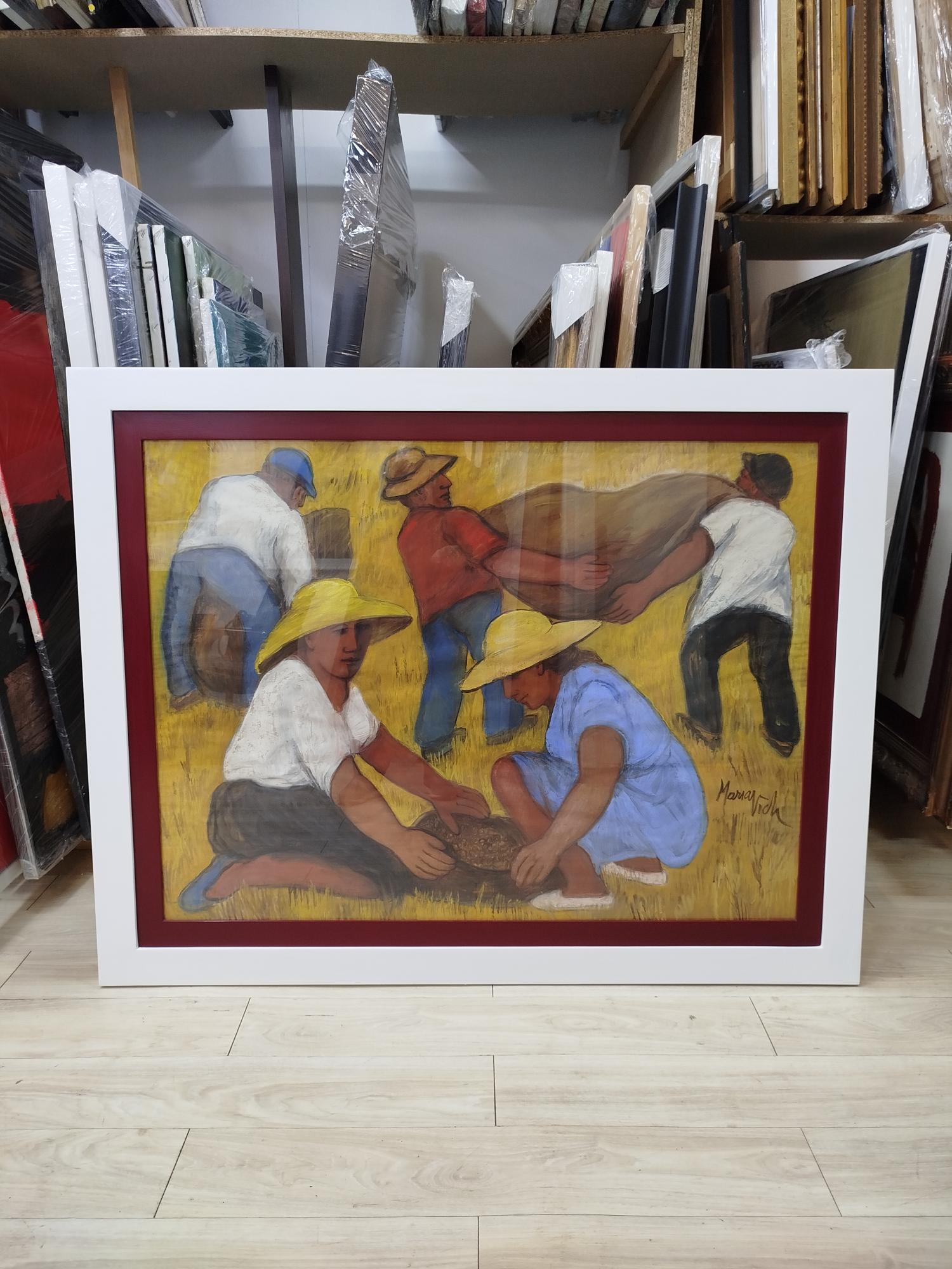 Maria Vich   Originale  dipinto. incorniciato - Figurative Painting Marrone di María Vich