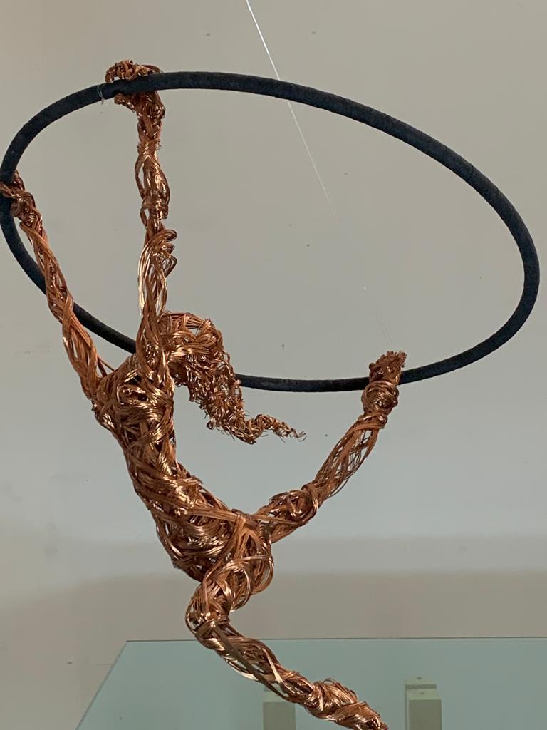 Maria Vittoria Urbinati, Woman Acrobat, 2010, Copper Wire Sculpture For Sale 7