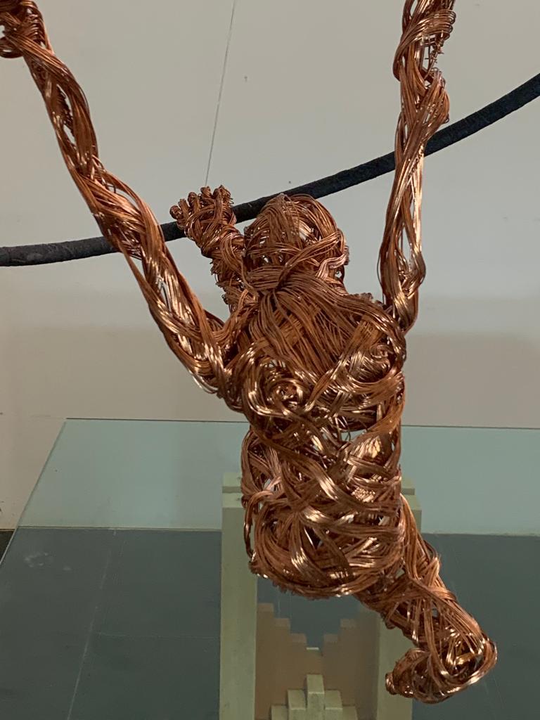 Maria Vittoria Urbinati, Woman Acrobat, 2010, Copper Wire Sculpture For Sale 8