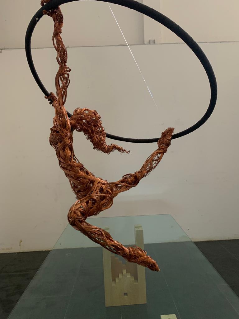 New Zealand Maria Vittoria Urbinati, Woman Acrobat, 2010, Copper Wire Sculpture For Sale