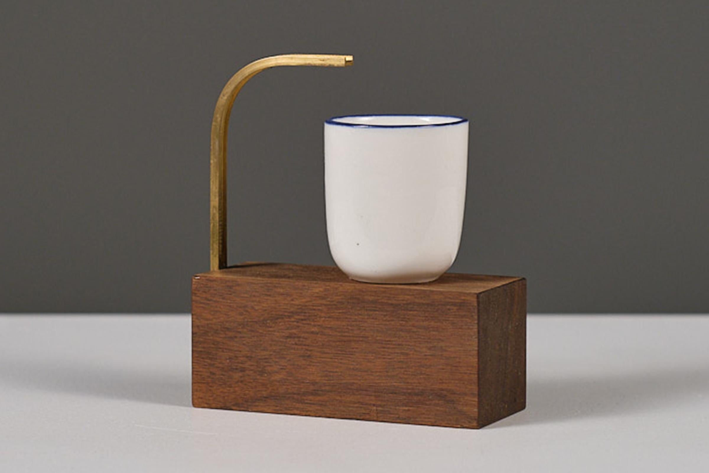 Maria_Contemporary sculptural ashtray of collectible design in wood, brass and ceramics. Little Friends is a collection of ashtrays and some other little trays. 
Every Little Friend is a composition game out of scrap material or leftovers of the