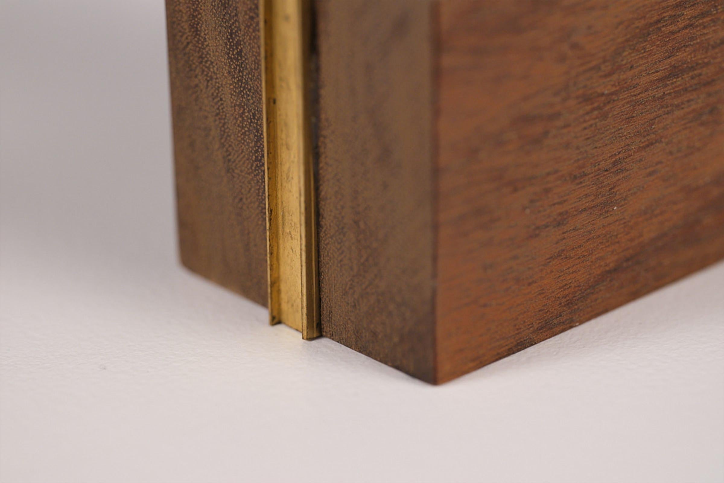 Maria_Contemporary sculptural ashtray collectible design. Brass, wood, ceramicsi For Sale 2