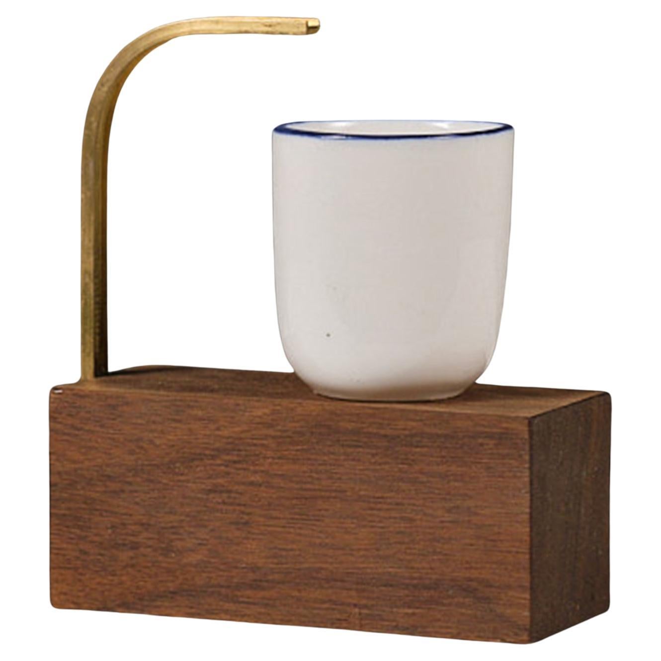 Maria_Contemporary sculptural ashtray collectible design. Brass, wood, ceramicsi