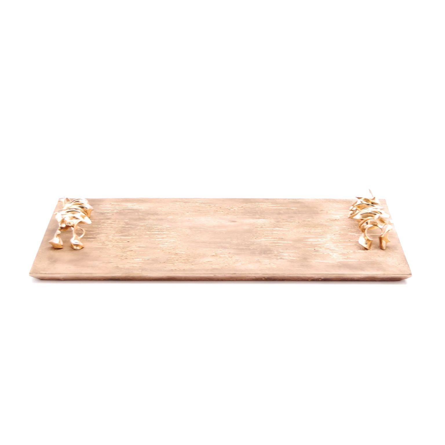 Mariae bar tray by Fakasaka Design
Dimensions: W 63 cm D 37 cm H 7 cm.
Materials: polished bronze.

 FAKASAKA is a design company focused on production of high-end furniture, lighting, decorative objects, jewels, and accessories.

Established