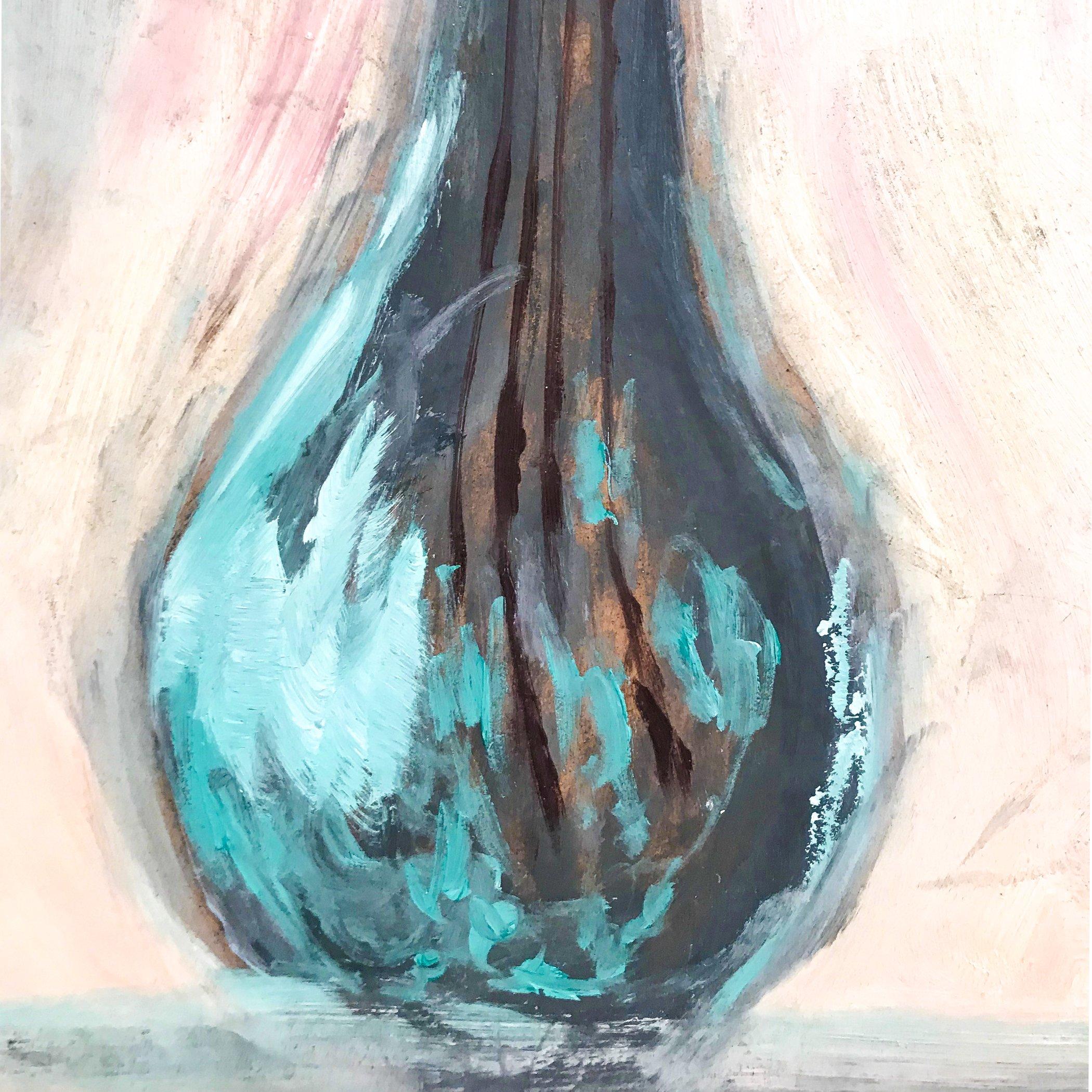 Fleurs - Marron Still-Life Painting par Mariam Lomidze