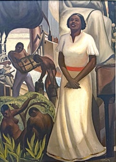 "Marian Anderson at Lincoln Memorial", Important WPA-Period Painting by Smeltzer