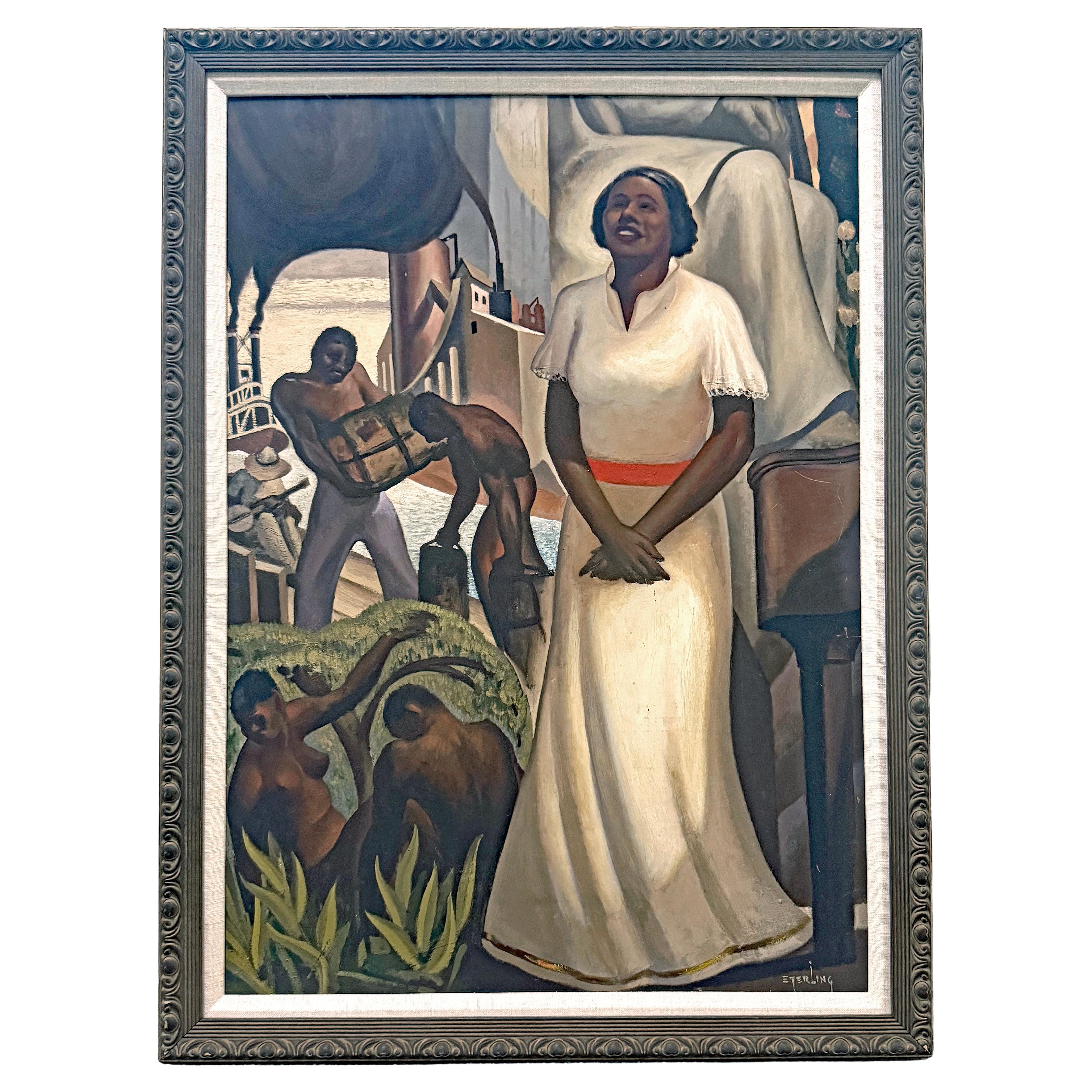 "Marian Anderson au Lincoln Memorial", importante peinture de Smeltzer datant de la WPA en vente