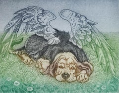 Angel from Syriusz. Figurative print, Animal, Dog, Realistic, Polish artist