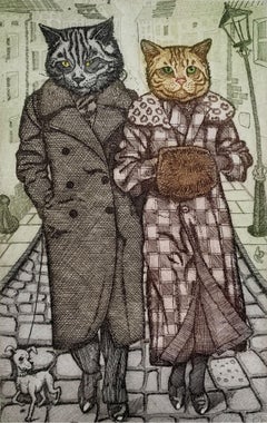 High Life, Figurative, Limited Edition, Animals, Cat, Realistic, Polish artist