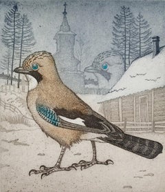 Not an oversea jay. Limited edition print Animal, Bird, Realistic, Polish artist