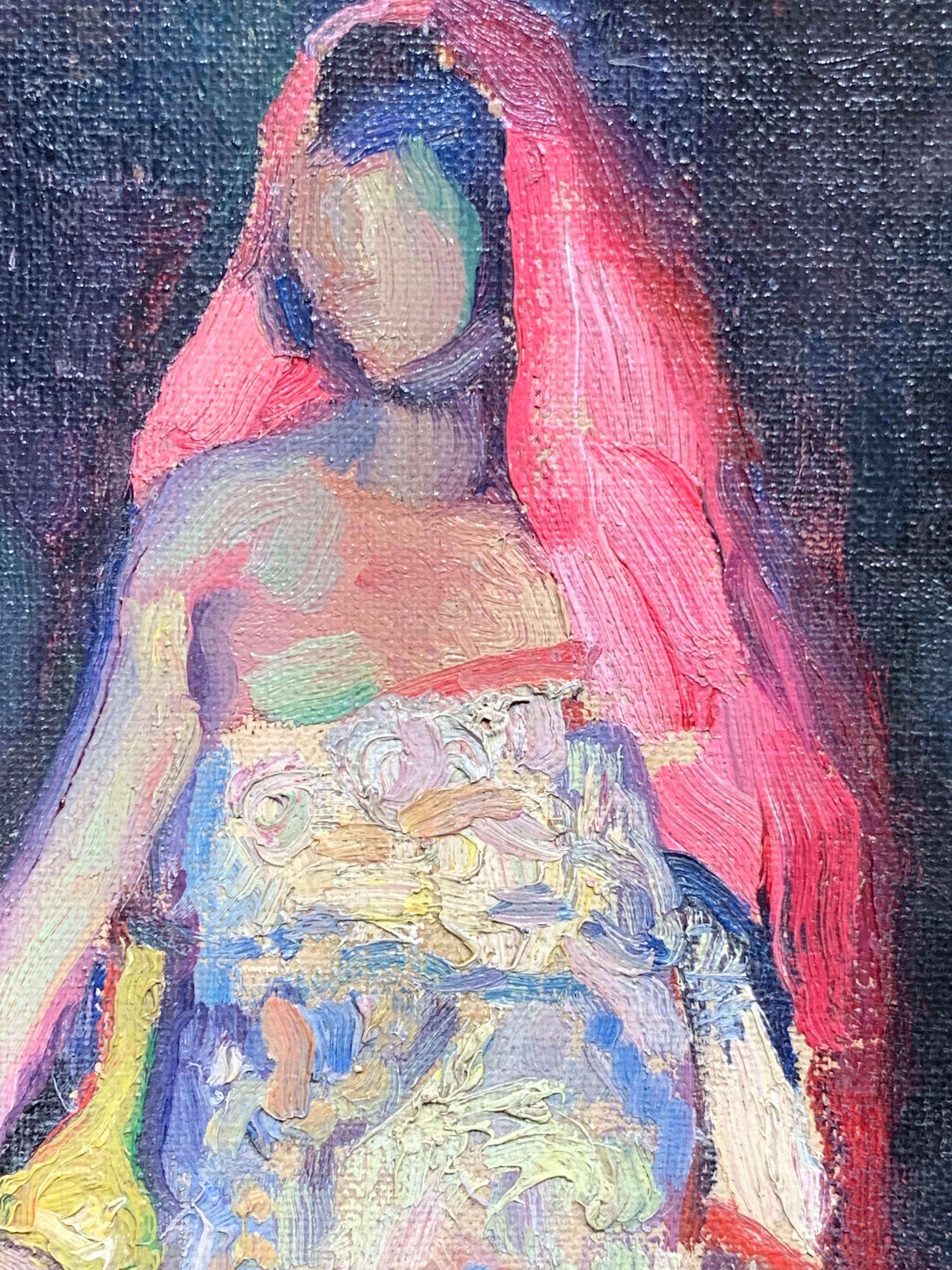 Amérindien de l'Est (figure impressionniste) - Gris Figurative Painting par Marian D. Harris