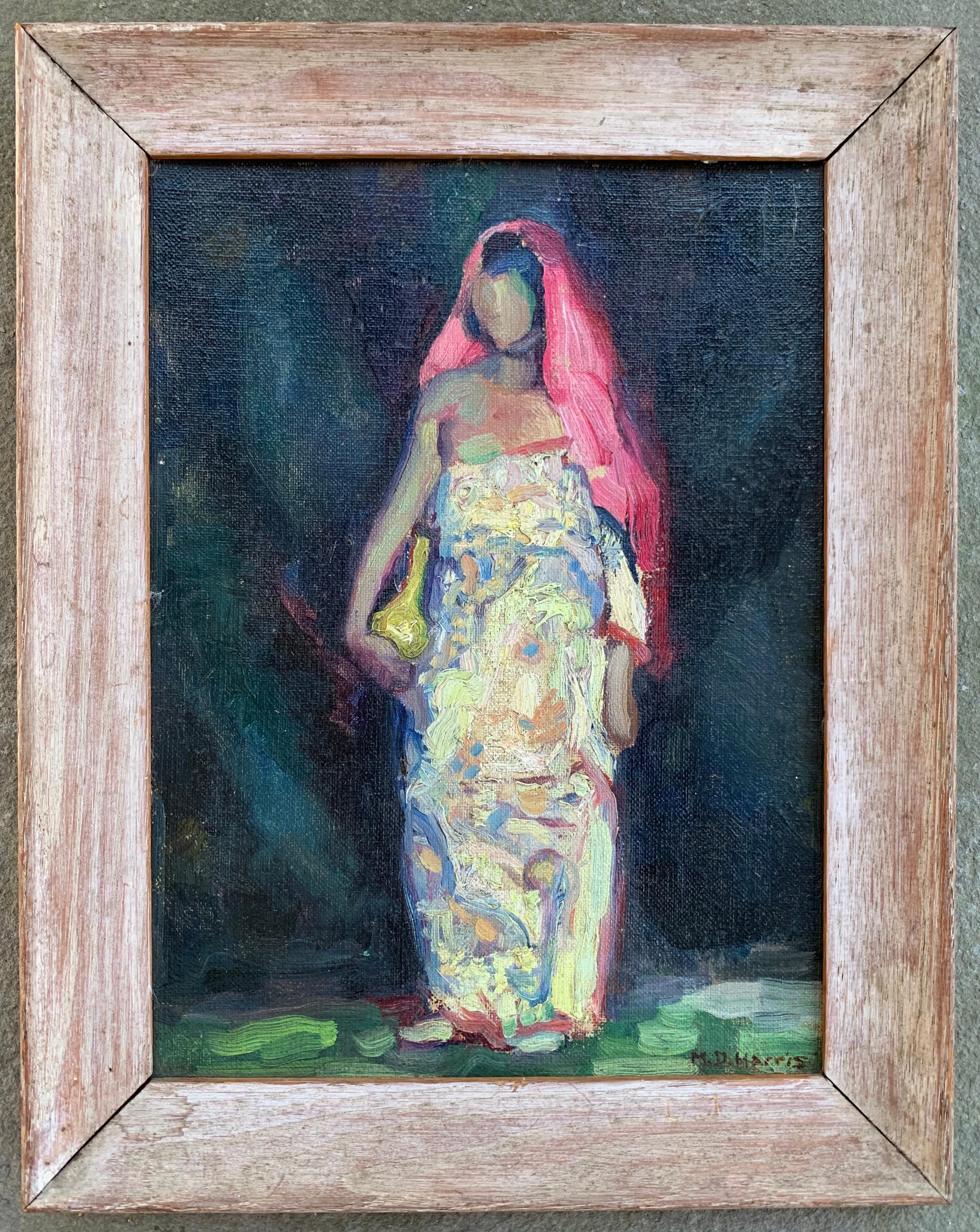 Figurative Painting Marian D. Harris - Amérindien de l'Est (figure impressionniste)
