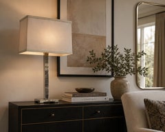 Marian Jamieson "Cube" Table Lamp Polished Nickel Modernist Design