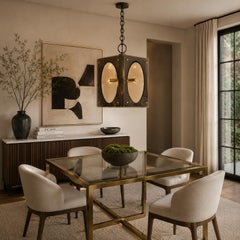 Charles Fr̩chon "Hollis" Lucite & Bronze Pendant Light, Charles Hollis Jones