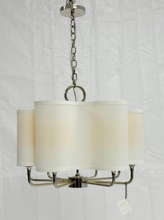 Lampadario Marian Jamieson "Josephine" in nichel lucido e paralume in seta, Made in USA