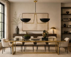 Lampadario scultoreo "Libra" di Marian Jamieson, ottone, finitura bianca e nera