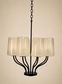 Lustre en verre d'art et bronze Marian Jamieson "Lolo", American Made Lighting