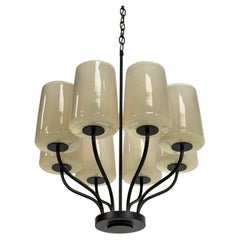 Lustre en verre d'art et bronze Marian Jamieson "Lolo", American Made Lighting