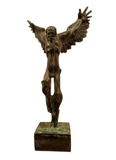 Marian Konieczny "Icarus"  bronze sculpture patinated, 66x36x19cm, 1972