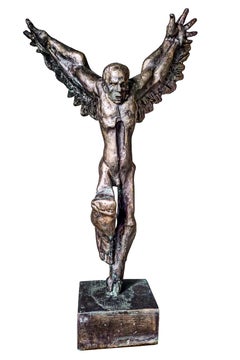 Vintage Marian Konieczny "Icarus"  bronze sculpture patinated, 66x36x19cm, 1972