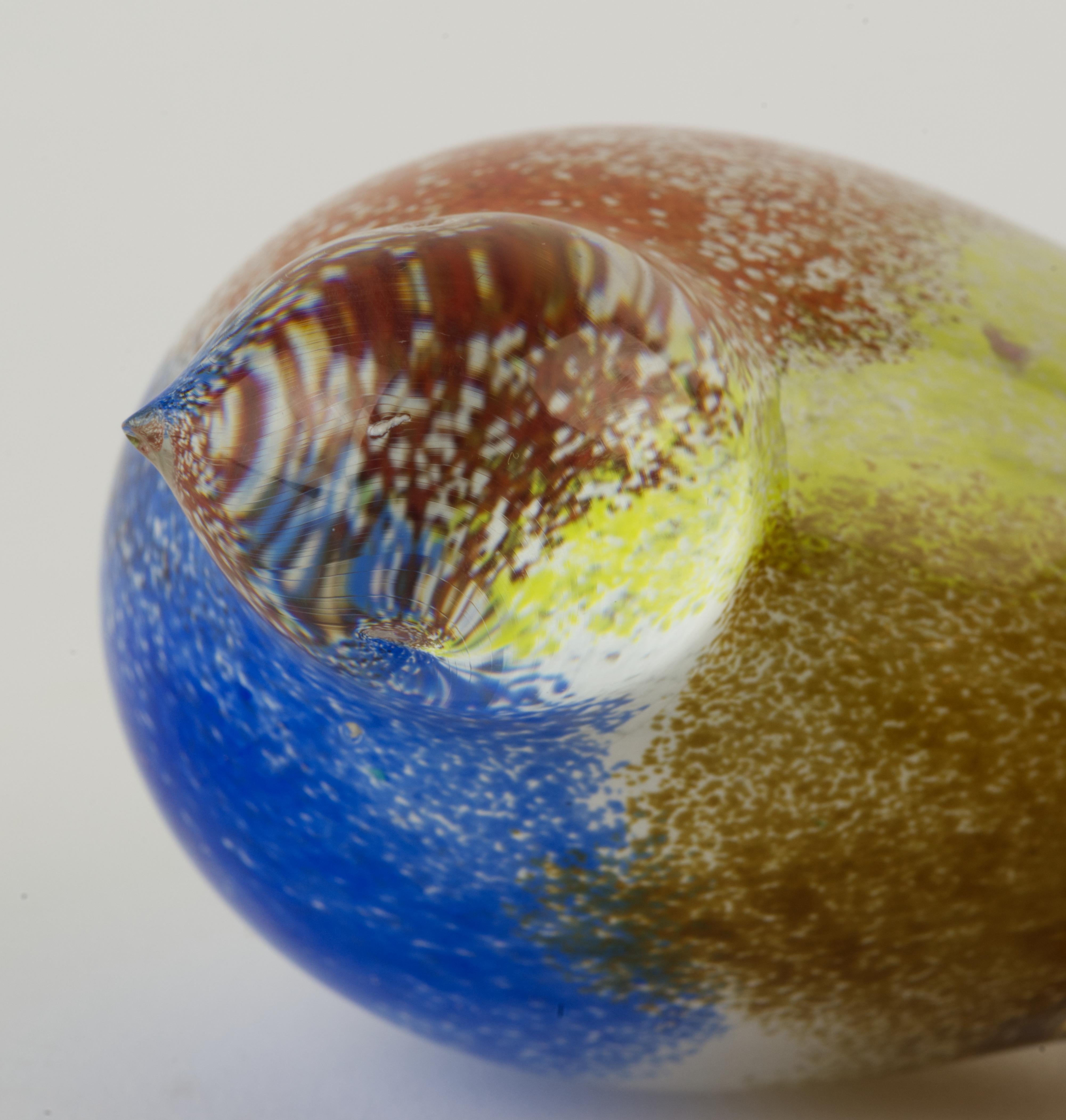 20th Century Marian Pyrcak Sommerso Glass Bird Figurine Paperweight, Polish Art Glass
