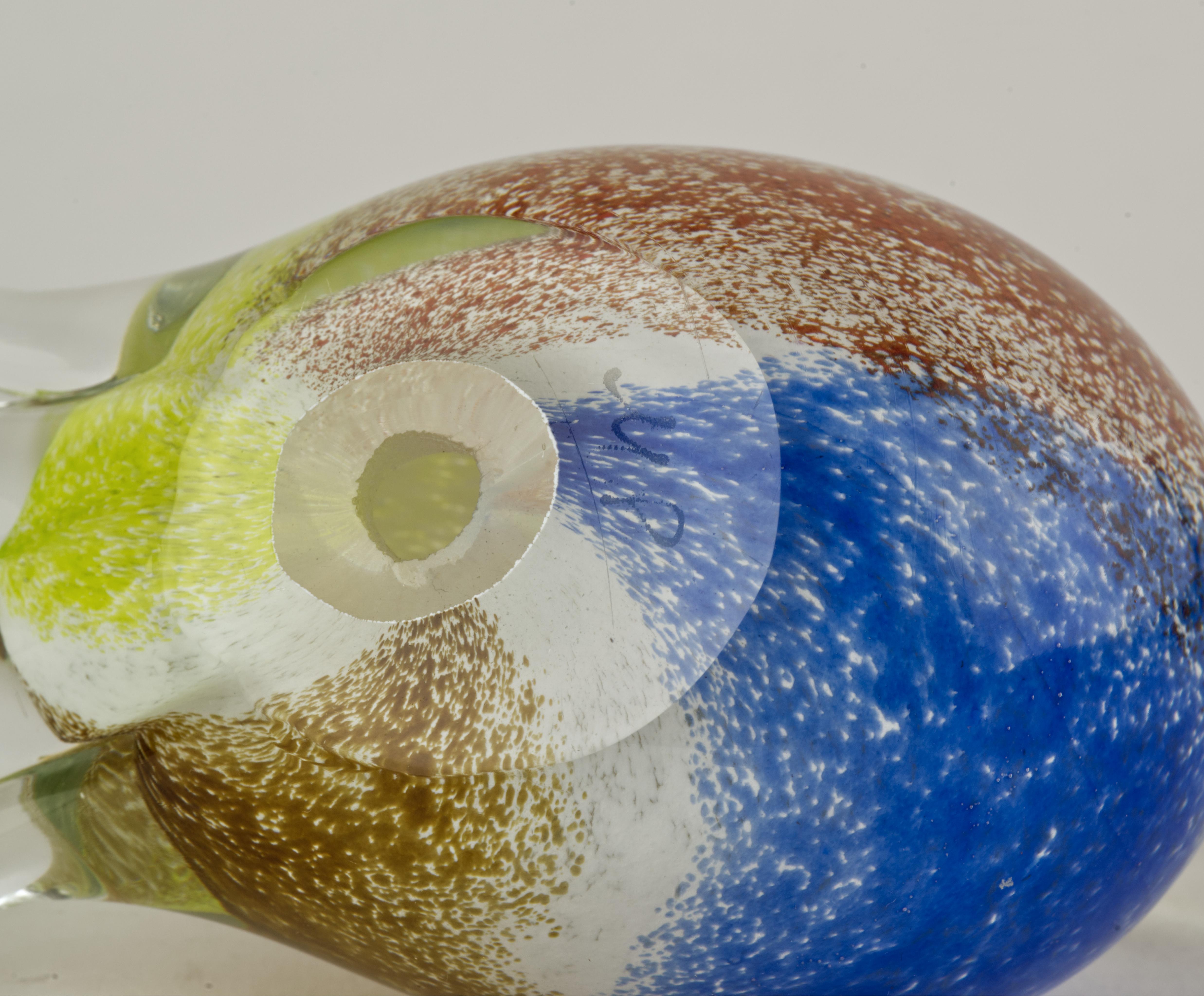 Marian Pyrcak Sommerso Glass Bird Figurine Paperweight, Polish Art Glass 1