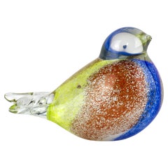 Marian Pyrcak Sommerso Glass Bird Figurine Paperweight, Polish Art Glass