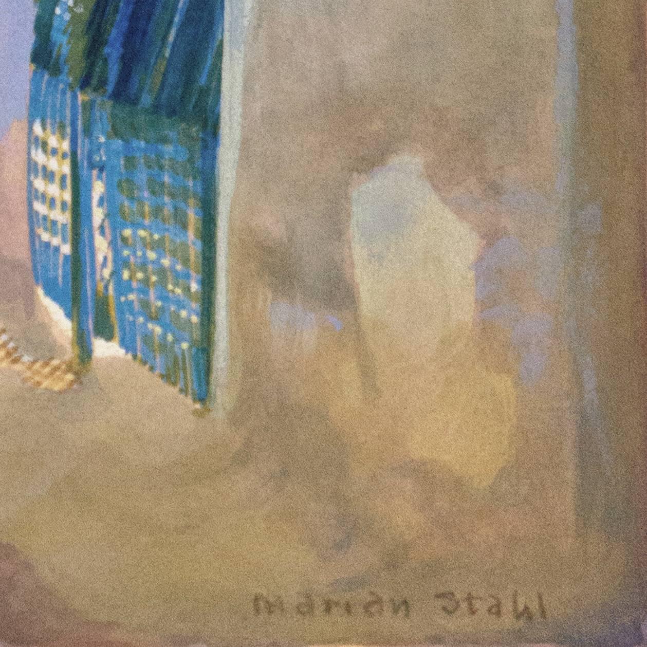 'In the Shade of La Casa Cordova, Tucson', Meyer Street, Arizona - Impressionist Painting by Marian Stahl