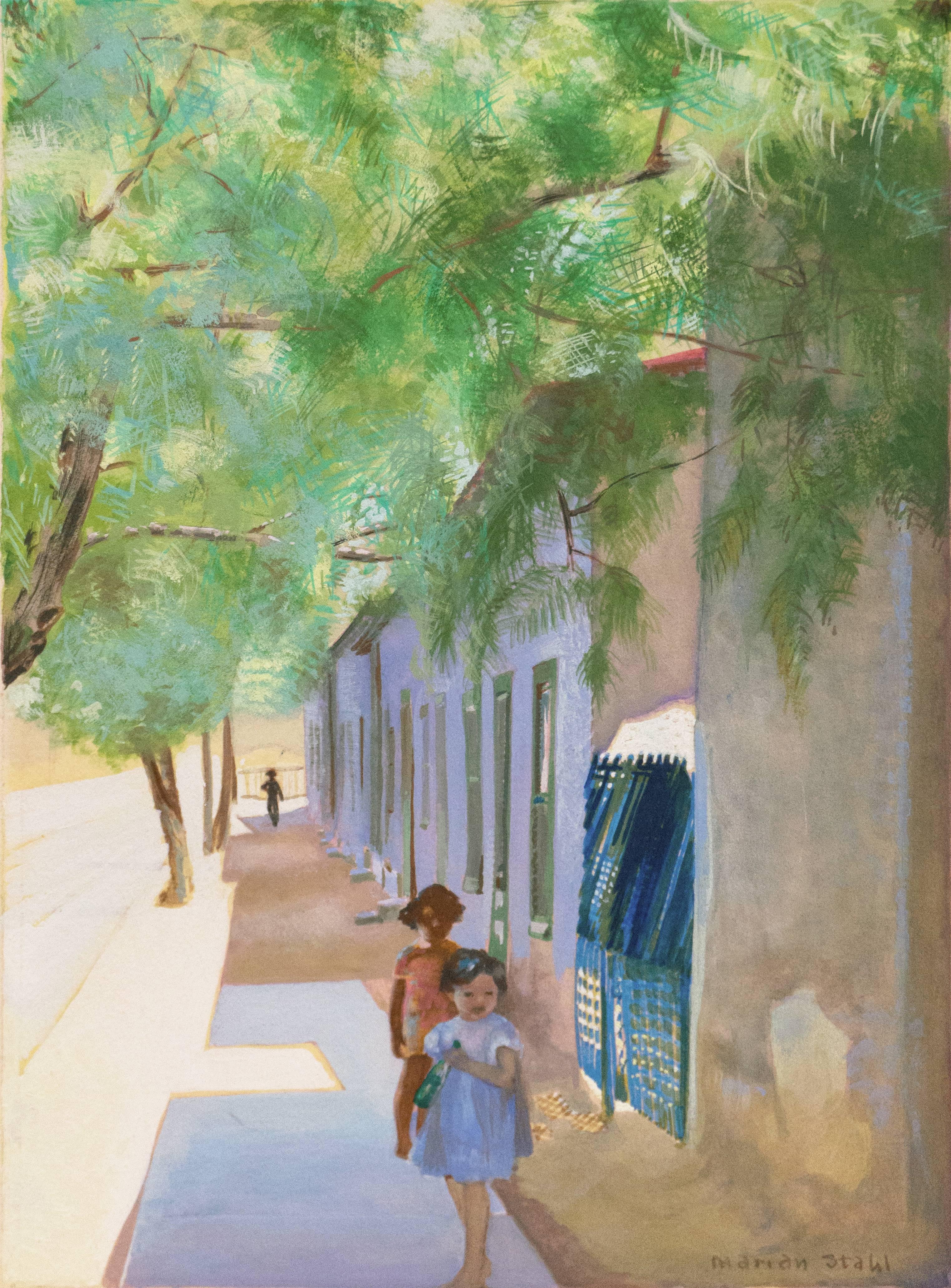 Marian Stahl Landscape Painting - 'In the Shade of La Casa Cordova, Tucson', Meyer Street, Arizona