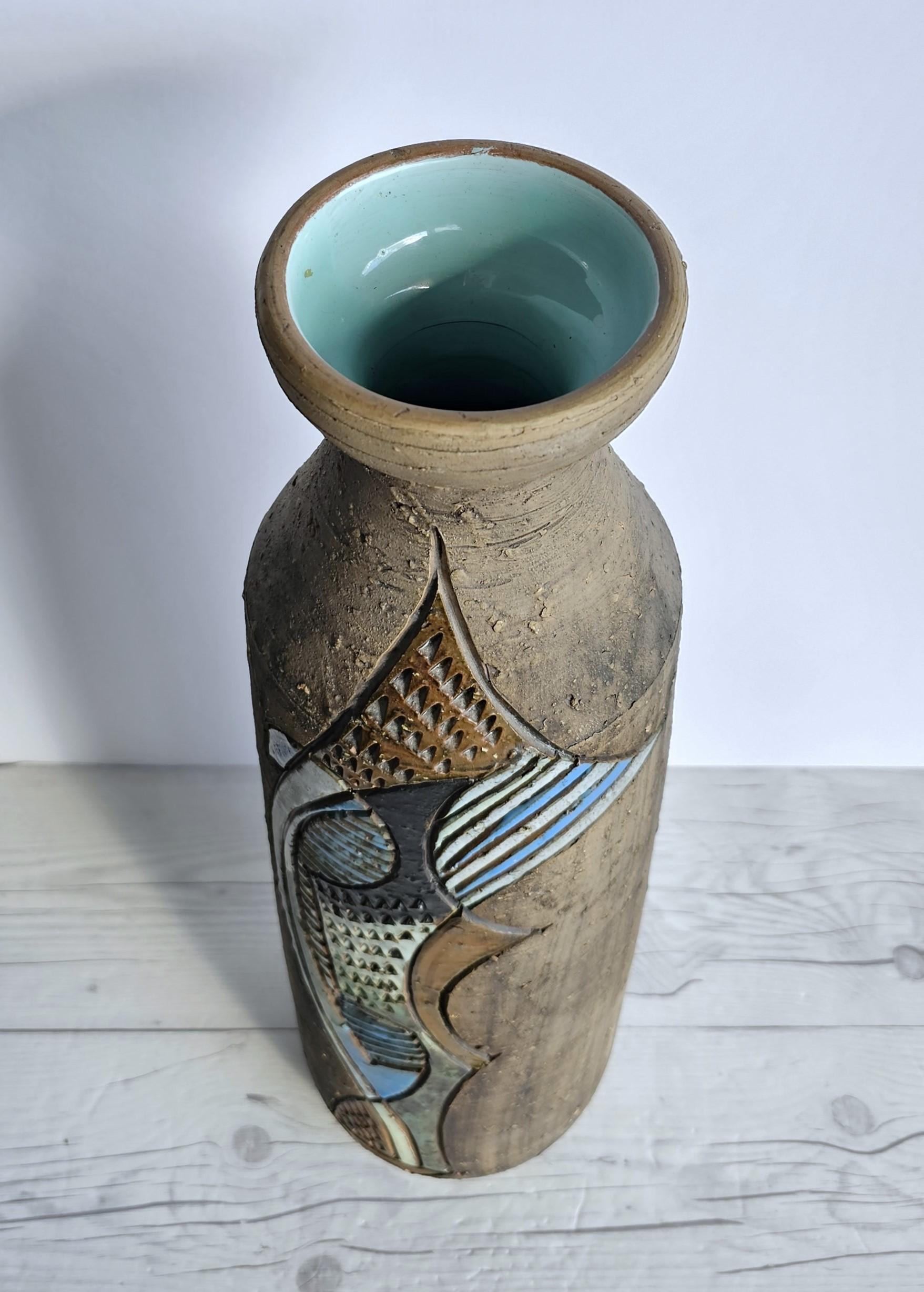 Marian Zawadsky per Tilgmans Keramik 1966 Vaso da terra scultoreo MCM Sgraffito in vendita 5