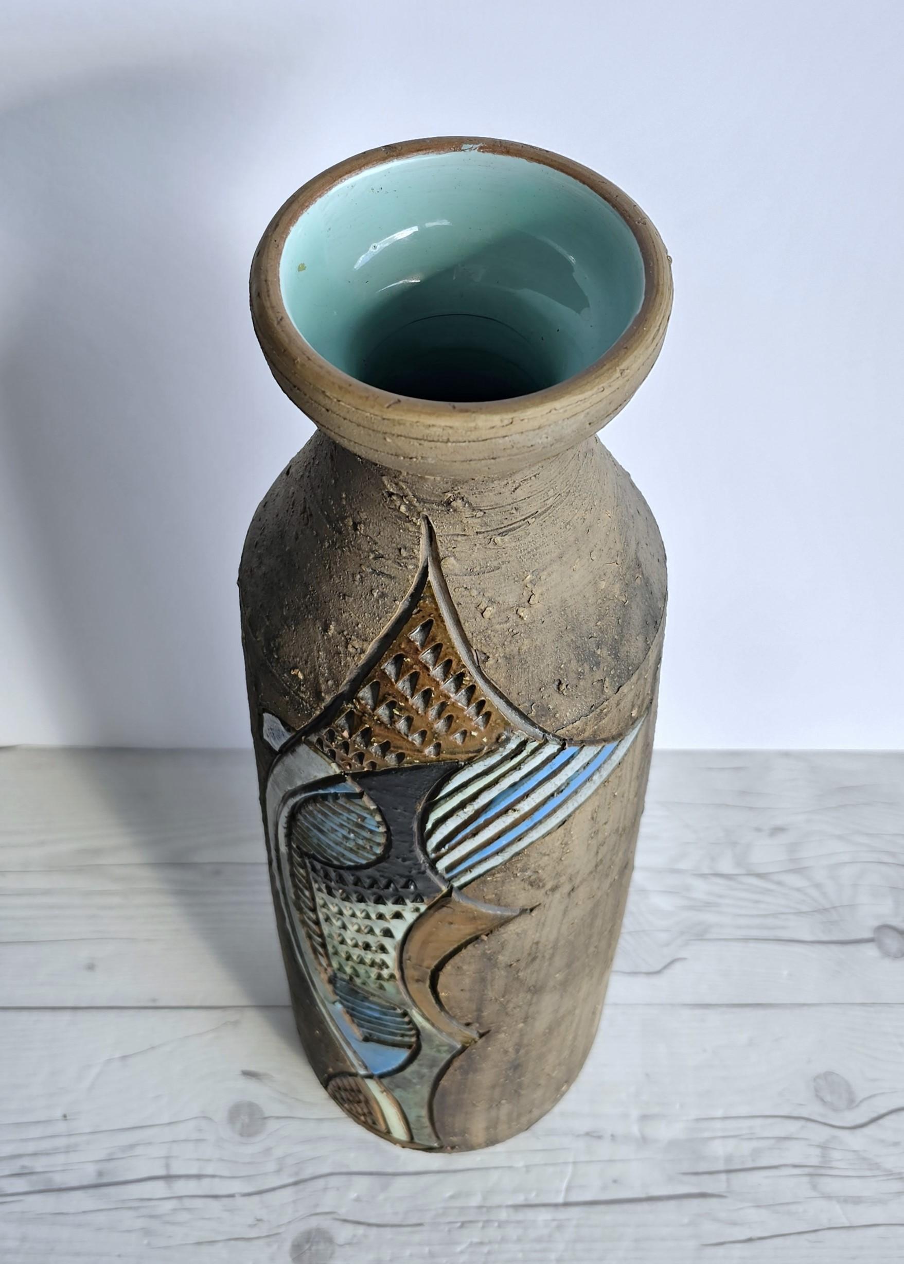 Marian Zawadsky pour Tilgmans Keramik 1966 MCM Sgraffito Sculptural Floorvase en vente 5