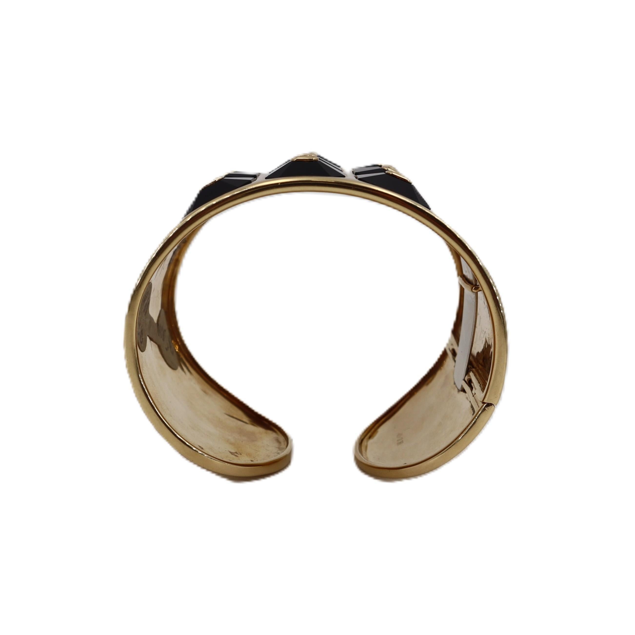 MARIANA CANALE Bracelet manchette en or jaune 18kt avec diamants et onyx en vente 6
