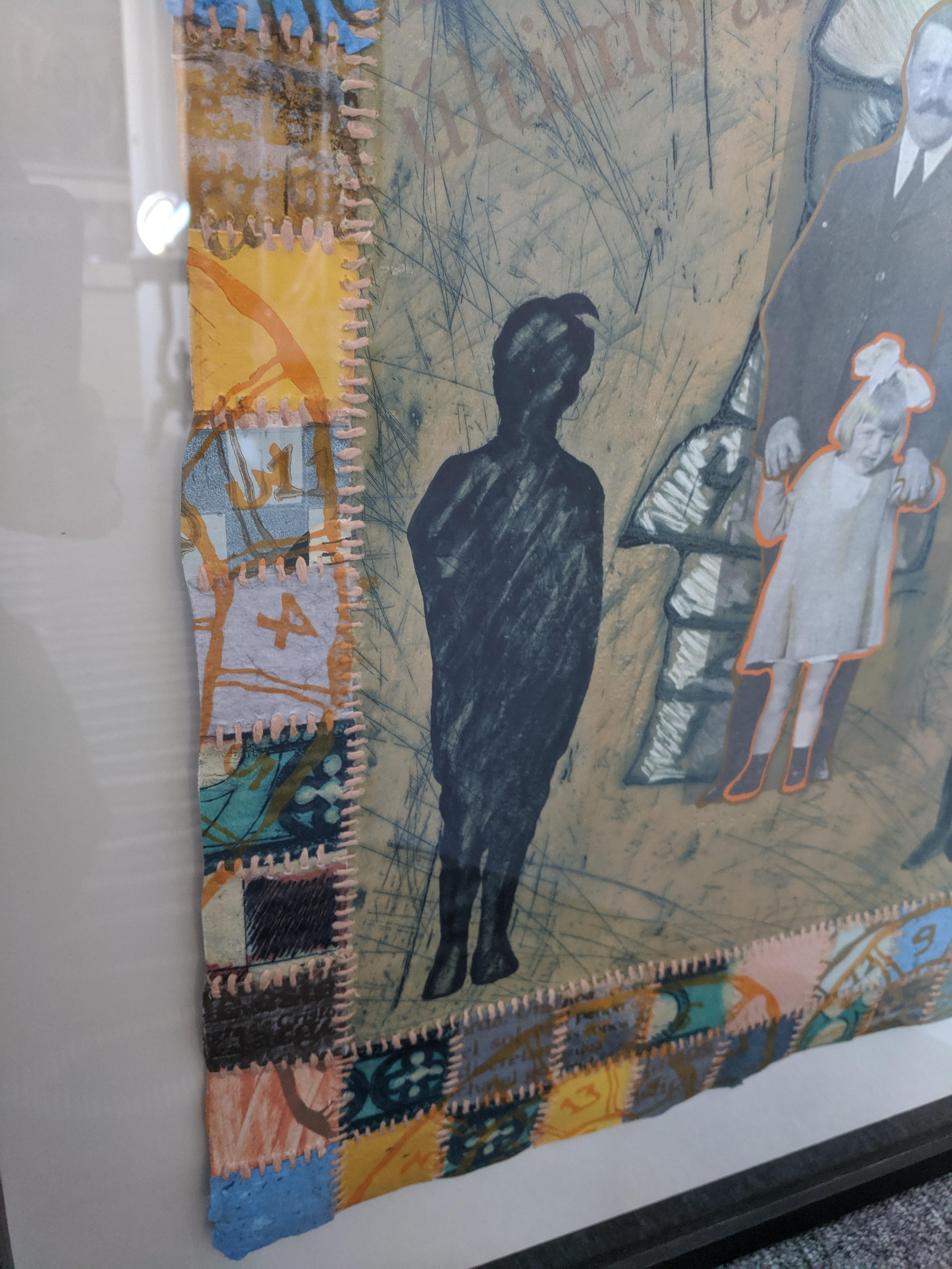 Mixed Media and Quilt of Prints -- Tejo - Gray Figurative Print by Mariana Depetris