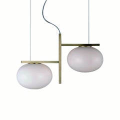 Mariana Pellegrino Soto Suspension Lamp 'Alba' Double Arm Bronze by Oluce