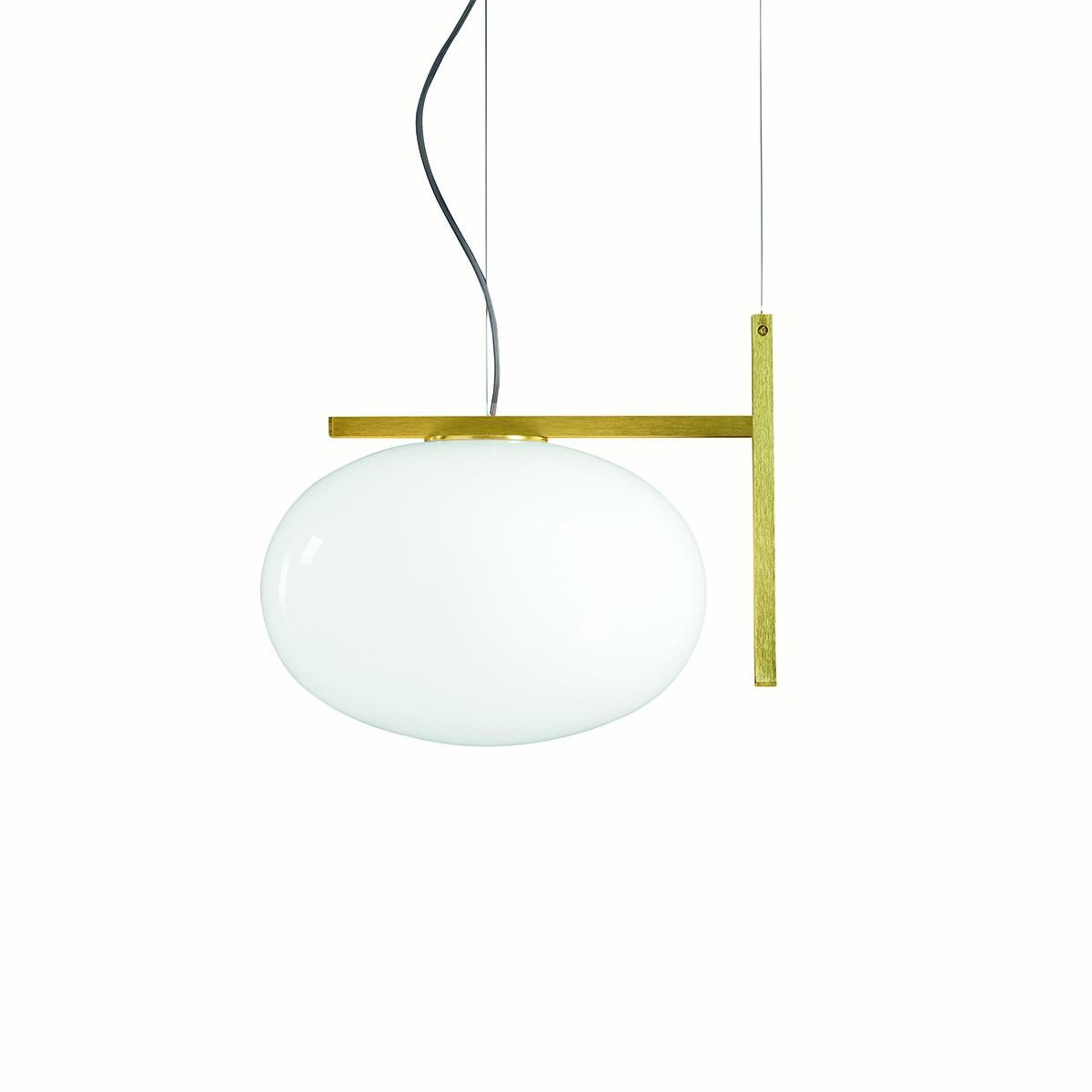 Mid-Century Modern Mariana Pellegrino Soto Suspension Lamp 'Alba' One Arm Brass by Oluce For Sale