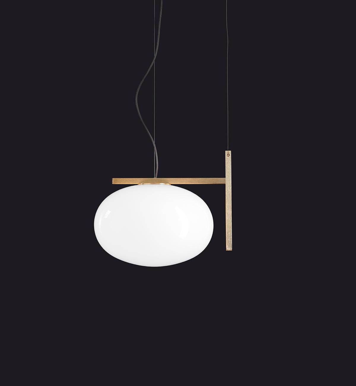 Italian Mariana Pellegrino Soto Suspension Lamp 'Alba' One Arm Brass by Oluce For Sale