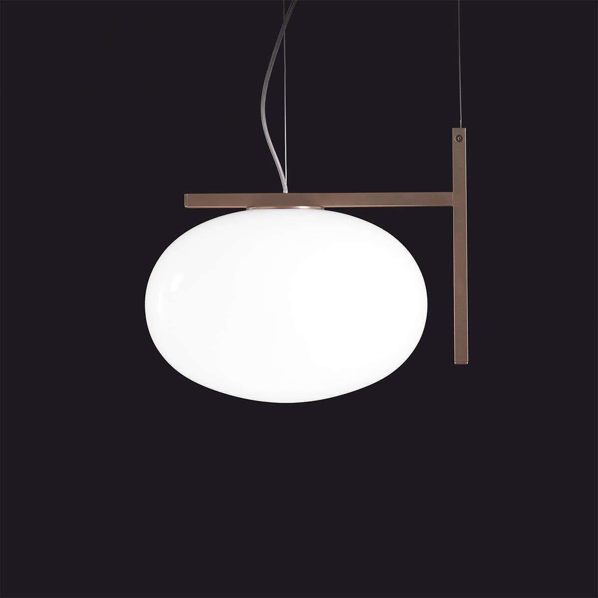 Mariana Pellegrino Soto Suspension Lamp 'Alba' One Arm Bronze by Oluce In New Condition For Sale In Barcelona, Barcelona