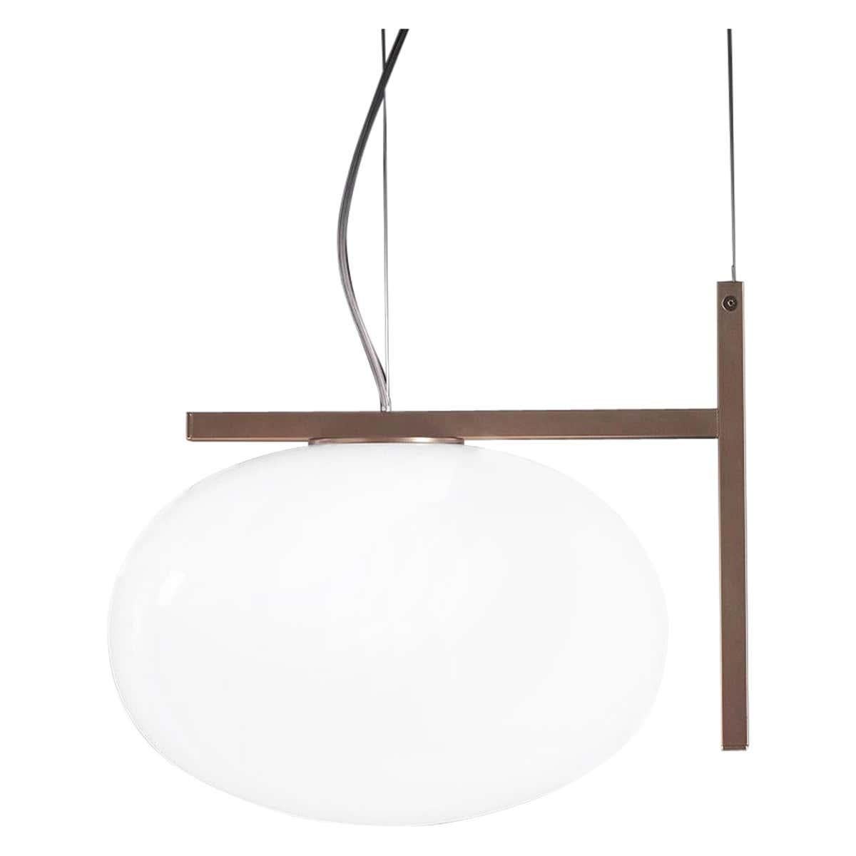 Contemporary Mariana Pellegrino Soto Suspension Lamp 'Alba' One Arm Bronze by Oluce For Sale