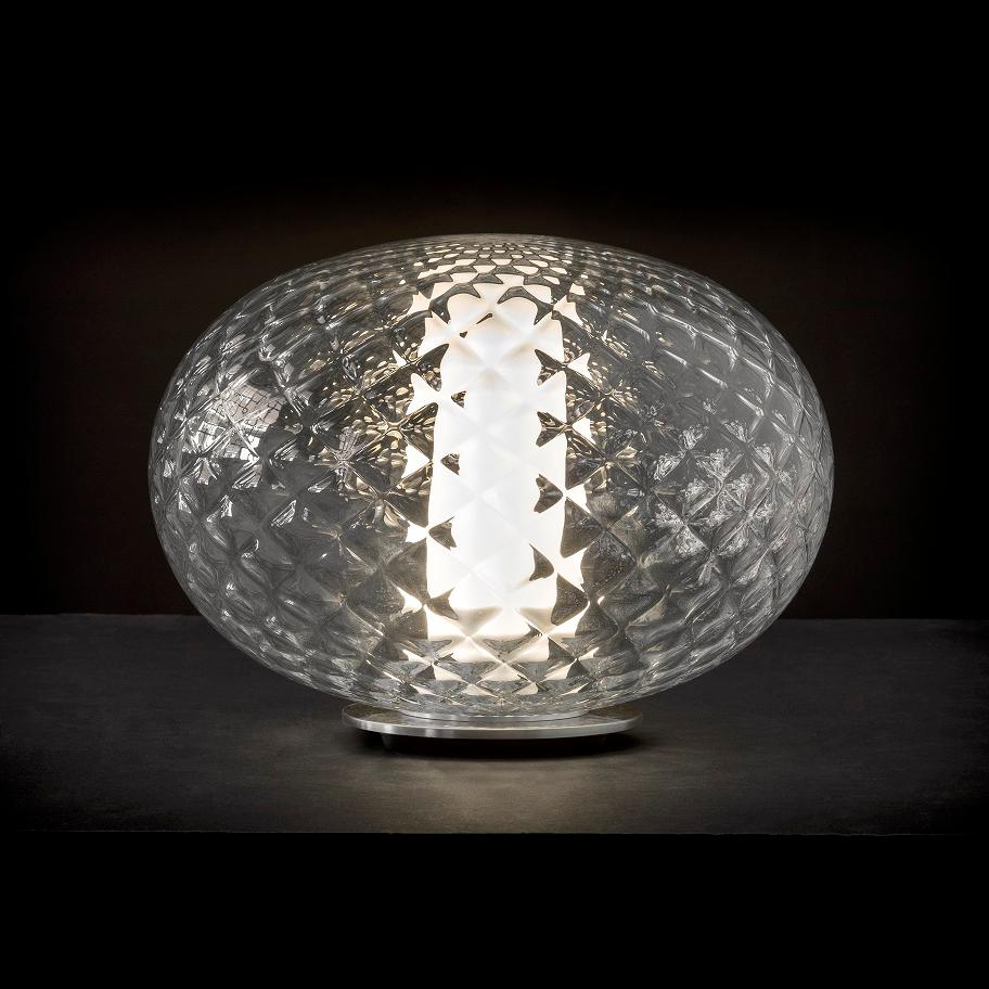 italien Lampe de bureau Mariana Pellegrino Soto 'Recuerdo' en verre soufflé texturé par Oluce en vente