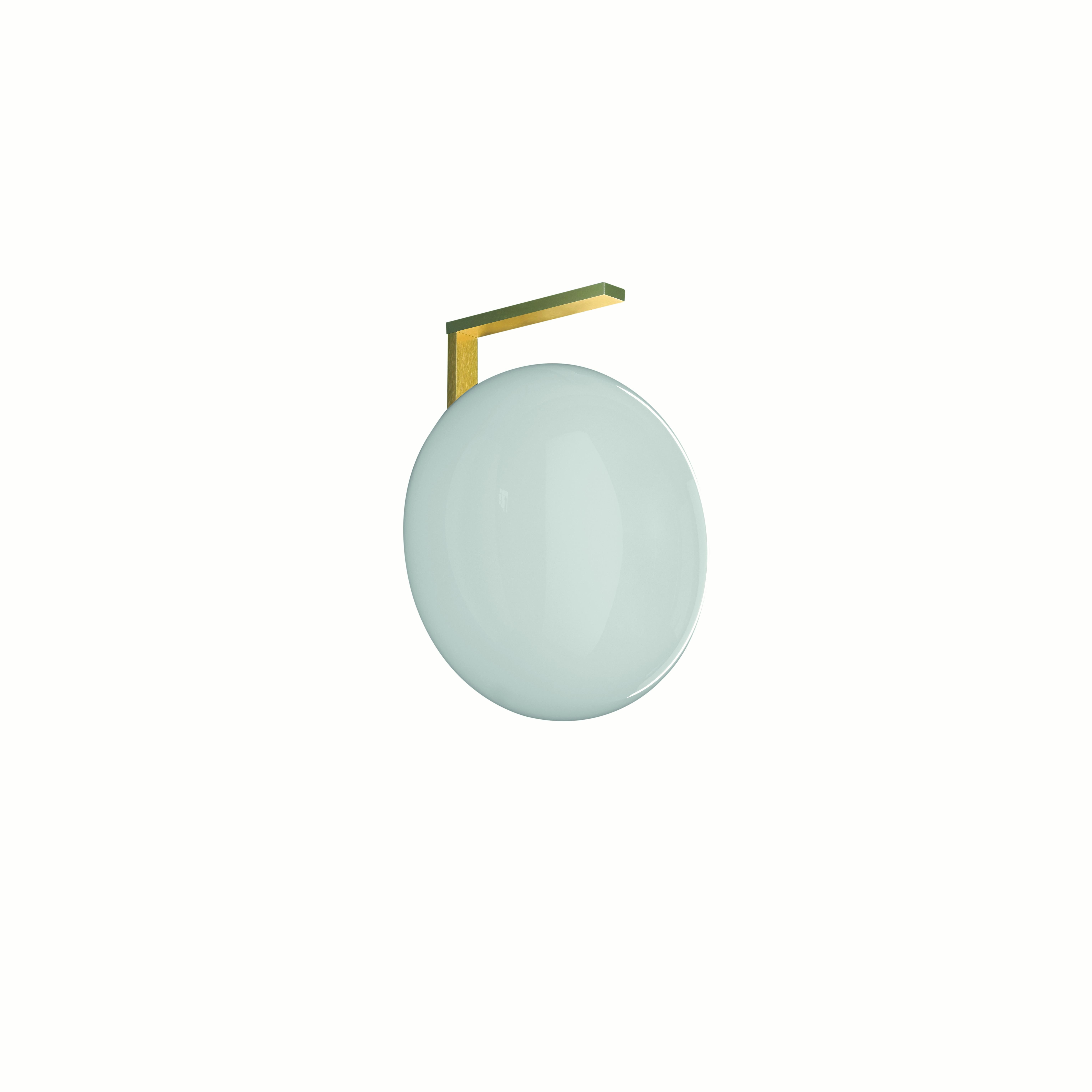 Italian Mariana Pellegrino Soto Wall Lamp 'Alba' Opaline Glass and Brass by Oluce
