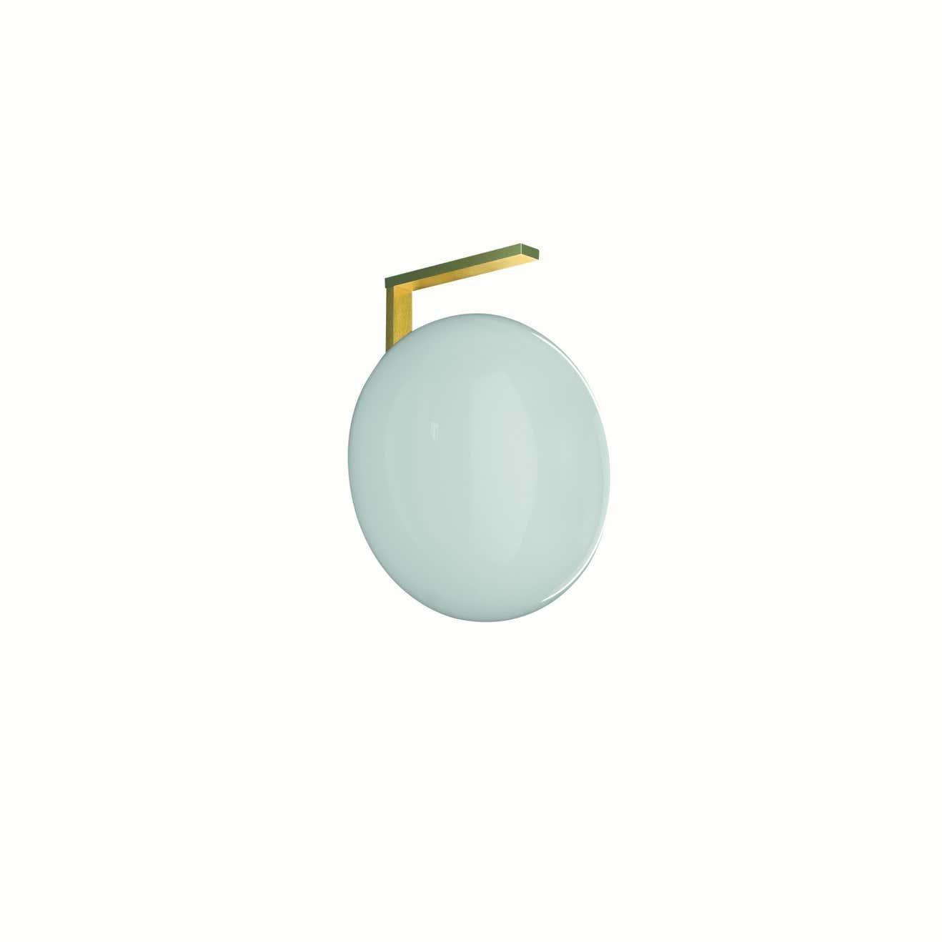 Contemporary Mariana Pellegrino Soto Wall Lamp 'Alba' Opaline Glass and Brass by Oluce